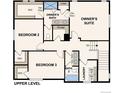 Upper level floor plan featuring an owner's suite, two additional bedrooms, and laundry room at 42724 Calusa Pines Rd, Elizabeth, CO 80107