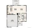 Main level floor plan featuring a kitchen, dining room, great room, and two-bay garage at 42724 Calusa Pines Rd, Elizabeth, CO 80107