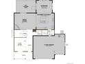 Layout featuring a gourmet kitchen, great room, flex room, three-car garage, sunroom, and covered patio at 39141 Anthony St, Elizabeth, CO 80107