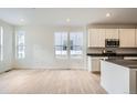 Modern kitchen featuring stainless steel appliances and light wood flooring at 14556 W 91St Ave # D, Arvada, CO 80005