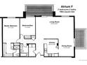 Floor plan showing a 2-bedroom, 2-bath layout with living room, kitchen, dining room, and Primary bedroom at 13961 E Marina Dr # 409, Aurora, CO 80014