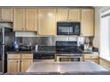 The kitchen has stainless appliances, granite countertops, and plenty of cabinet space at 1450 Albion St # 206, Denver, CO 80220