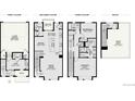 Detailed three-story floor plan with garage, flex space, kitchen, great room, owner's suite, and roof deck at 14279 Currant St, Broomfield, CO 80020