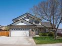 Charming two-story home featuring a spacious two car garage, landscaped front yard and inviting entrance at 13972 Hudson Way, Thornton, CO 80602