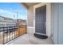 Inviting front porch featuring a stylish front door with modern hardware and attractive house number at 11450 Booth Falls Ct, Parker, CO 80134