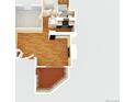 Detailed floor plan showcasing the layout of the living area, kitchen, bathroom and private balcony at 275 Pearl St # 11, Boulder, CO 80302