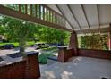 Spacious covered front porch with classic brick columns and manicured landscaping at 3237 N Josephine St, Denver, CO 80205