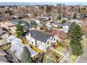Aerial view of the community showcasing the property's landscaped backyard at 2365 S Clayton St, Denver, CO 80210