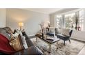 Cozy living room featuring plush seating, stylish decor, and a bright bay window with natural light at 8862 Chestnut Hill Ln, Highlands Ranch, CO 80130