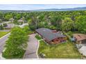 Beautiful aerial view of a single Gathering home with a large backyard and mature trees at 5200 W Rowland Ave, Littleton, CO 80128