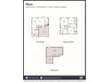 Floor plans for Neo model home showing first floor, second floor, and basement layout at 3908 N Riviera Ct, Aurora, CO 80019