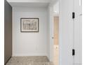 Hallway view featuring modern doors and a glimpse into a well-lit bathroom at 2160 Folsom St, Boulder, CO 80302