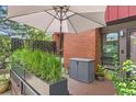 Inviting patio area with privacy planters and a large umbrella at 780 Walnut St # A, Boulder, CO 80302
