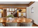 Formal dining room featuring stained glass and intricate trim detail at 317 N Lafayette St, Denver, CO 80218