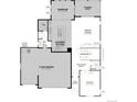 First floor plan featuring a 3-car garage, gourmet kitchen, study, great room, sunroom, covered patio, and two-story entry at 1401 Lumber Ridge N Cir, Erie, CO 80516