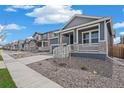 A row of lovely homes showcases this welcoming neighborhood, complete with sidewalks and maintained yards at 13392 E 110Th Way, Commerce City, CO 80022