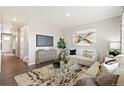 Comfortable living room with stylish decor, plush rug, and abundant natural light at 6506 13Th St, Frederick, CO 80530