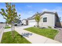 Charming home with a well-maintained lawn, two car garage, concrete driveway, and inviting curb appeal at 819 Sunflower Dr, Brighton, CO 80601