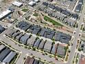 Aerial view of a neighborhood with an overview of the subject home at 5799 Boston St, Denver, CO 80238