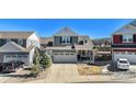 Inviting two-story home boasts a well-manicured lawn and a convenient attached two-car garage at 1698 Odyssey Ct, Castle Rock, CO 80109