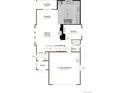 First floor floor plan with gourmet kitchen, great room, dining area, and two car garage at 9276 Telluride Ct, Commerce City, CO 80022