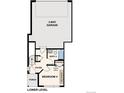 Layout of the lower level featuring a two-bay garage, bedroom, bath, and foyer at 453 Interlocken Blvd # 101, Broomfield, CO 80021