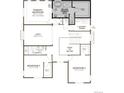 Upstairs floor plan with primary bedroom with deluxe bath, loft, bedrooms 2 and 3 and laundry room at 4609 Thistle Dr, Brighton, CO 80601