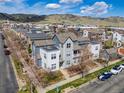 Beautiful aerial perspective capturing the home's architectural design and well-maintained surroundings in a vibrant community at 1495 Zamia Ave # 3, Boulder, CO 80304