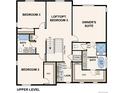 Upper level floor plan boasting an owner's suite, a loft/bedroom, two additional bedrooms and a laundry room at 14160 Bunny Hop Ln, Parker, CO 80134
