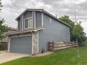 Exterior view showcasing a two-story home with an attached garage and a well-maintained lawn at 2130- 42Nd Ave, Denver, CO 80249