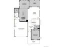 First floor plan featuring gourmet kitchen, mud room, two-car garage, great room, sun room, covered patio and fifth bedroom at 2645 Mondt Ln, Erie, CO 80026