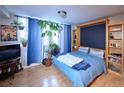 Bedroom featuring a Murphy bed, bright light from a window, and lovely plants to bring nature inside at 1196 N Grant St # 104, Denver, CO 80203