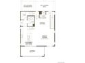 Second floor layout featuring a gourmet kitchen, great room, dining area, and covered balcony at 9135 White Ridge Rd, Englewood, CO 80112
