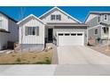 Well-maintained single-Gathering home featuring manicured front lawn and gray and white facade at 865 Oleander St, Castle Rock, CO 80109