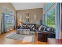 Bright living room with large windows and comfortable seating at 10421 Kennemere Ln, Parker, CO 80134