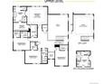 Detailed upper level floor plan displaying bedrooms, bathrooms, and the layout of the owner's suite at 938 Coal Bank Trl, Castle Rock, CO 80104