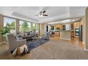 Spacious living room with large windows, comfortable seating, and an open concept design at 4821 Bluegate Dr, Highlands Ranch, CO 80130