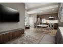 Open-concept living space showcases modern kitchen and dining area with stainless appliances at 1643 Boulder St # 205, Denver, CO 80211