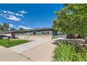 Cozy single-story home with a well-maintained lawn and concrete driveway, complemented by mature trees at 5556 Vaughn St, Denver, CO 80239