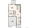 Detailed main level floorplan highlighting kitchen, great room, dining, and garage layout at 2221 Flower Blossom Ave, Brighton, CO 80601