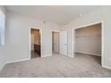 Large bedroom boasting a walk-in closet, ensuite bathroom, and plush carpeting at 27752 E 1St Ave, Aurora, CO 80018