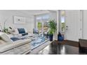 Elegant living room with stylish furniture, large windows, and a cozy atmosphere at 23593 E Chenango Pl, Aurora, CO 80016