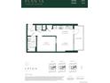 Urban one-bedroom floor plan shows the layout of the kitchen, living, bedroom, and bath areas at 525 18Th St # 1210, Denver, CO 80202