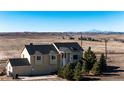 A two-story home on a large lot with mountain views in the background under a bright blue sky at 7440 S Shenandoah Dr, Elizabeth, CO 80107