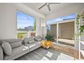 Bright living room features large windows, comfortable gray sofa, and a cozy rug for a welcoming space at 2004 Foxtail Ln # B, Lafayette, CO 80026