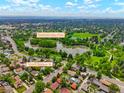 Stunning aerial view of the property highlighting its proximity to Garfield Lake Park and the surrounding neighborhood at 1070 S Newton St, Denver, CO 80219