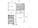 First floor plan featuring bedroom, bathroom, flex room, kitchen, dining, great room, and 2-car garage at 4463 Boone Cir, Brighton, CO 80601