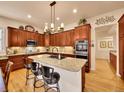 Gourmet kitchen featuring a large island, stainless steel appliances, and custom cabinetry at 2571 Hunters Pl, Highlands Ranch, CO 80129