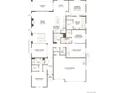 Detailed floor plan showcasing the layout of the gourmet kitchen, primary bedroom, living room, and 3-car garage at 8672 Pennycress Dr, Littleton, CO 80125