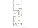 Detailed first floor plan showcasing open-concept layout with kitchen, living room, dining area, and a two-car garage at 4594 S Versailles St # A, Aurora, CO 80015